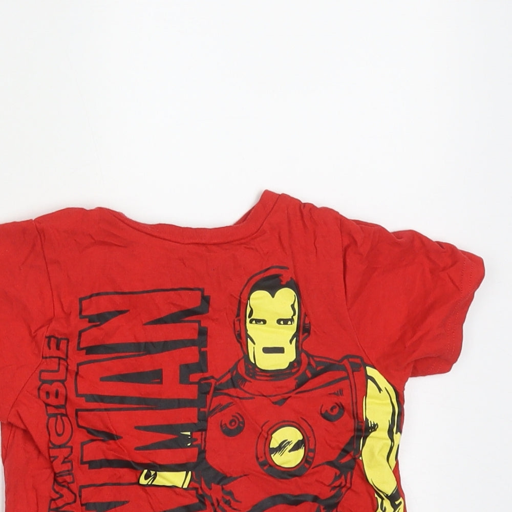 George Boys Red  Cotton Basic T-Shirt Size 3-4 Years Crew Neck Pullover - Marvel