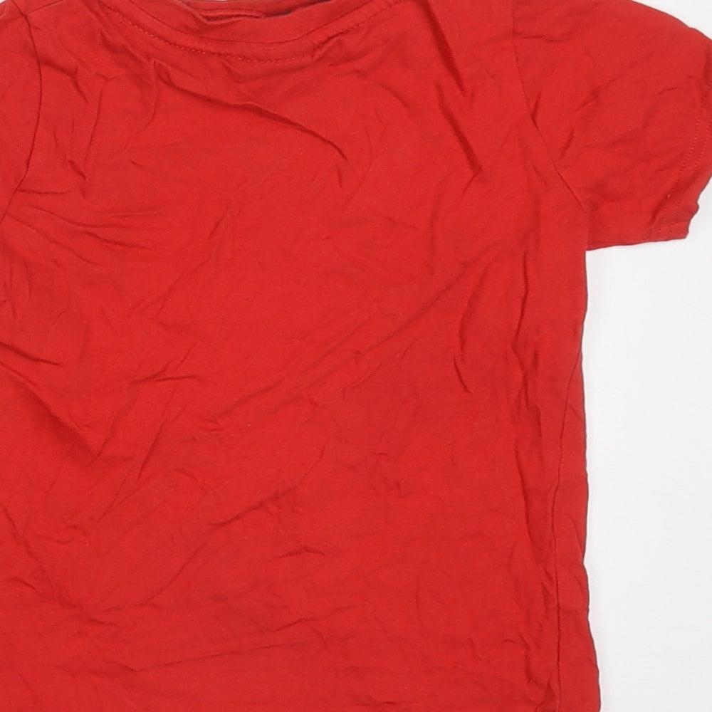 George Boys Red  Cotton Basic T-Shirt Size 3-4 Years Crew Neck Pullover - Marvel