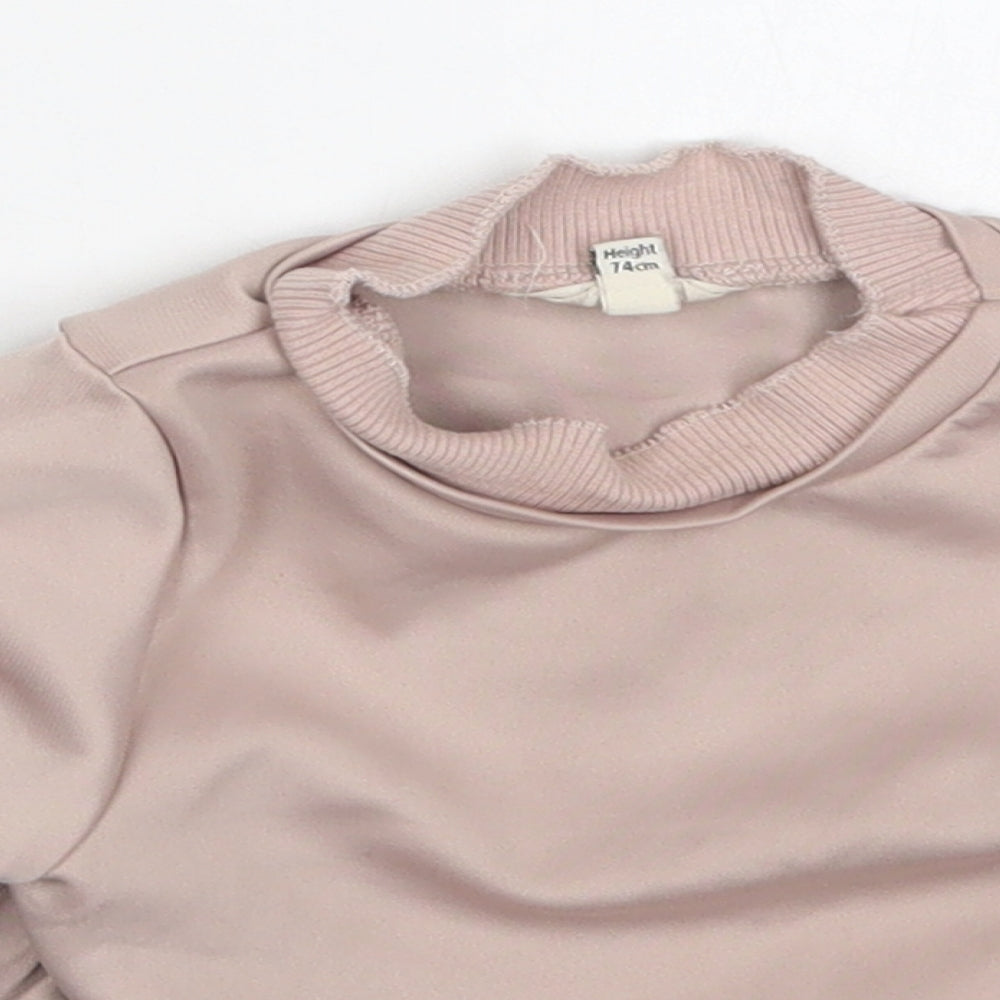 River Island Girls Pink  Polyester Basic T-Shirt Size 6-9 Months Crew Neck Pullover