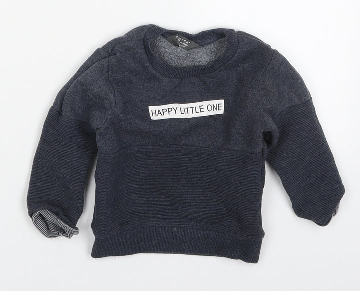Primark Boys Blue Cotton Basic T-Shirt Size 18-24 Months Crew Neck Pullover - Happy Little One