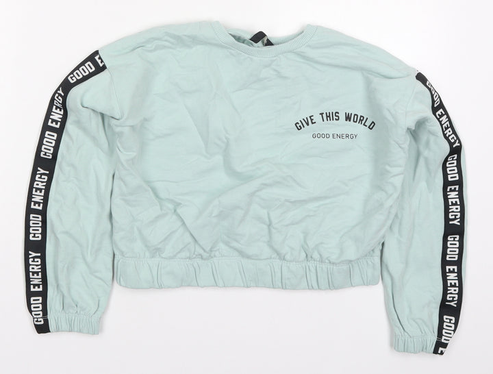 George Girls Green  Cotton Pullover Sweatshirt Size 7-8 Years  Pullover - Give This World Good Energy