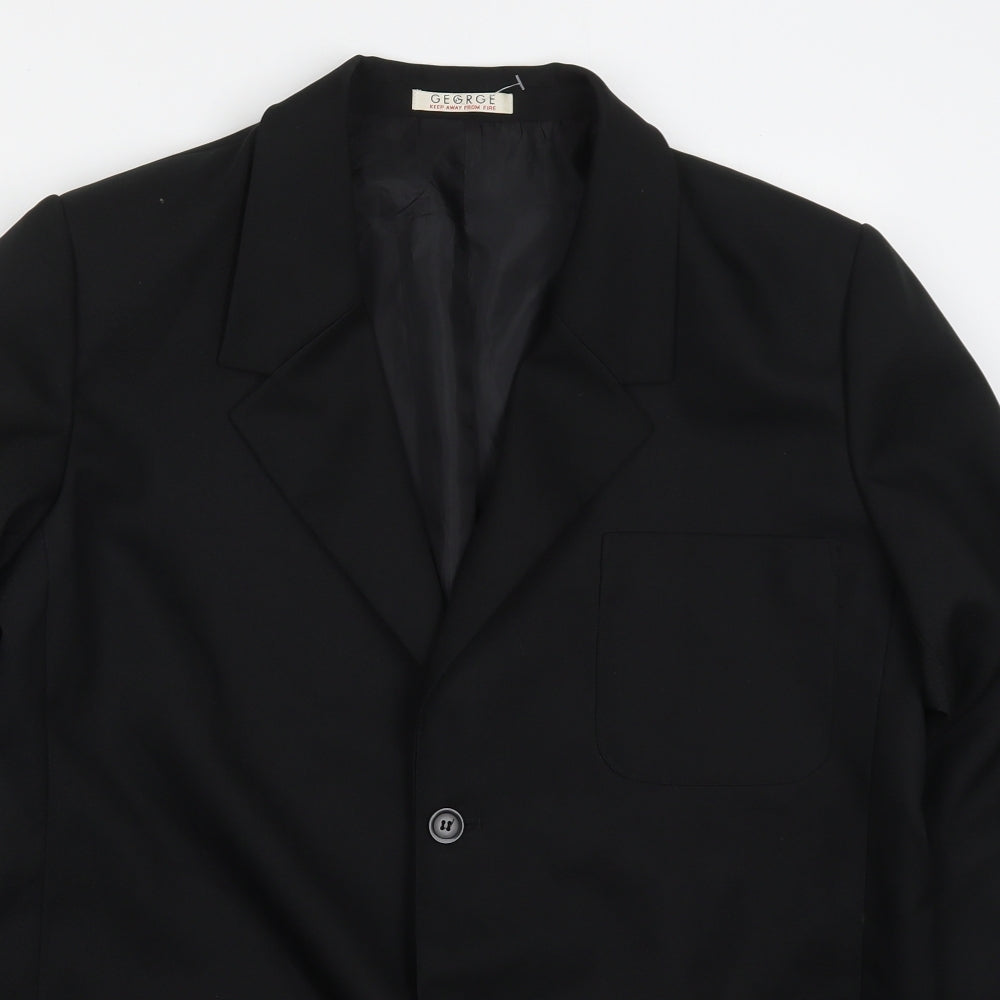 George Mens Black  Polyester Jacket Suit Jacket Size 42