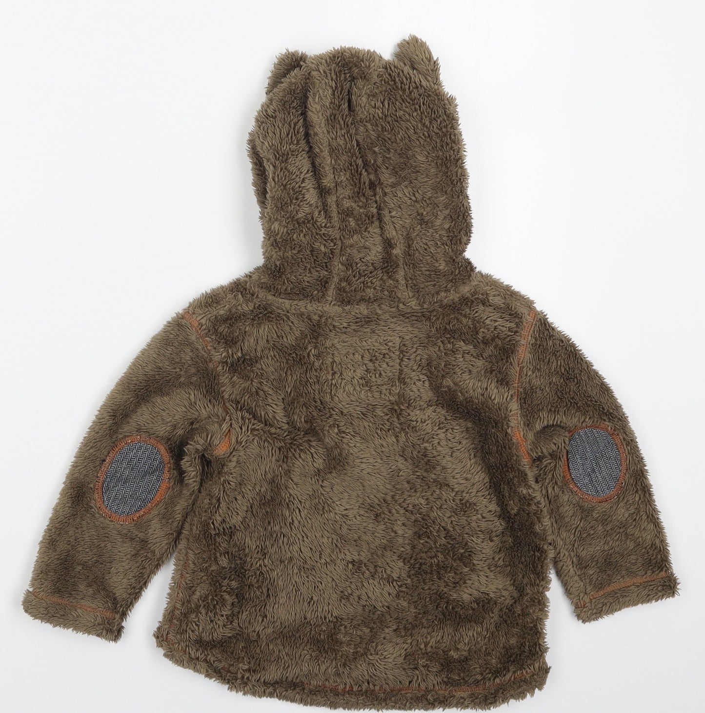 NEXT Boys Brown  Polyester Basic T-Shirt Size 18-24 Months High Neck Pullover - Bear Hoodie