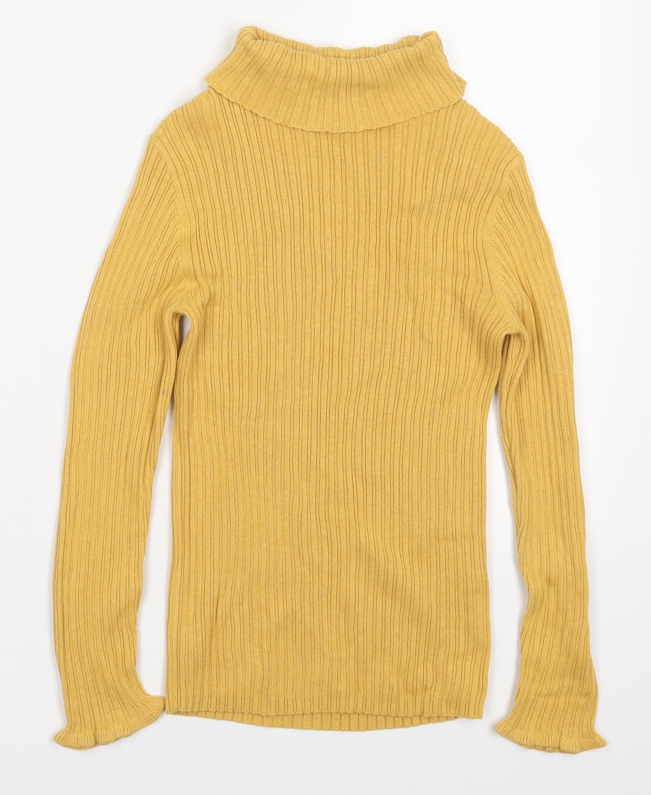 George Girls Yellow Roll Neck  Cotton Pullover Jumper Size 8-9 Years  Pullover