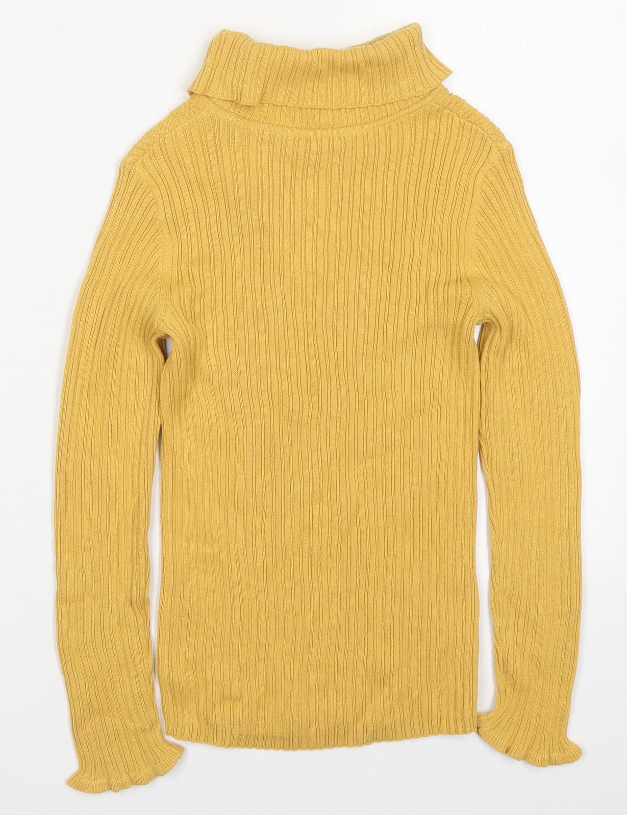 George Girls Yellow Roll Neck  Cotton Pullover Jumper Size 8-9 Years  Pullover
