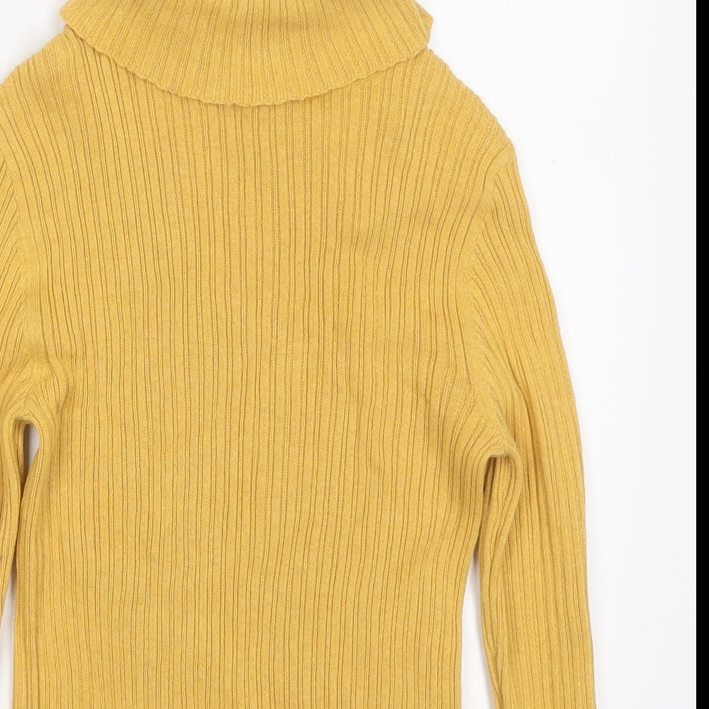 George Girls Yellow Roll Neck  Cotton Pullover Jumper Size 8-9 Years  Pullover