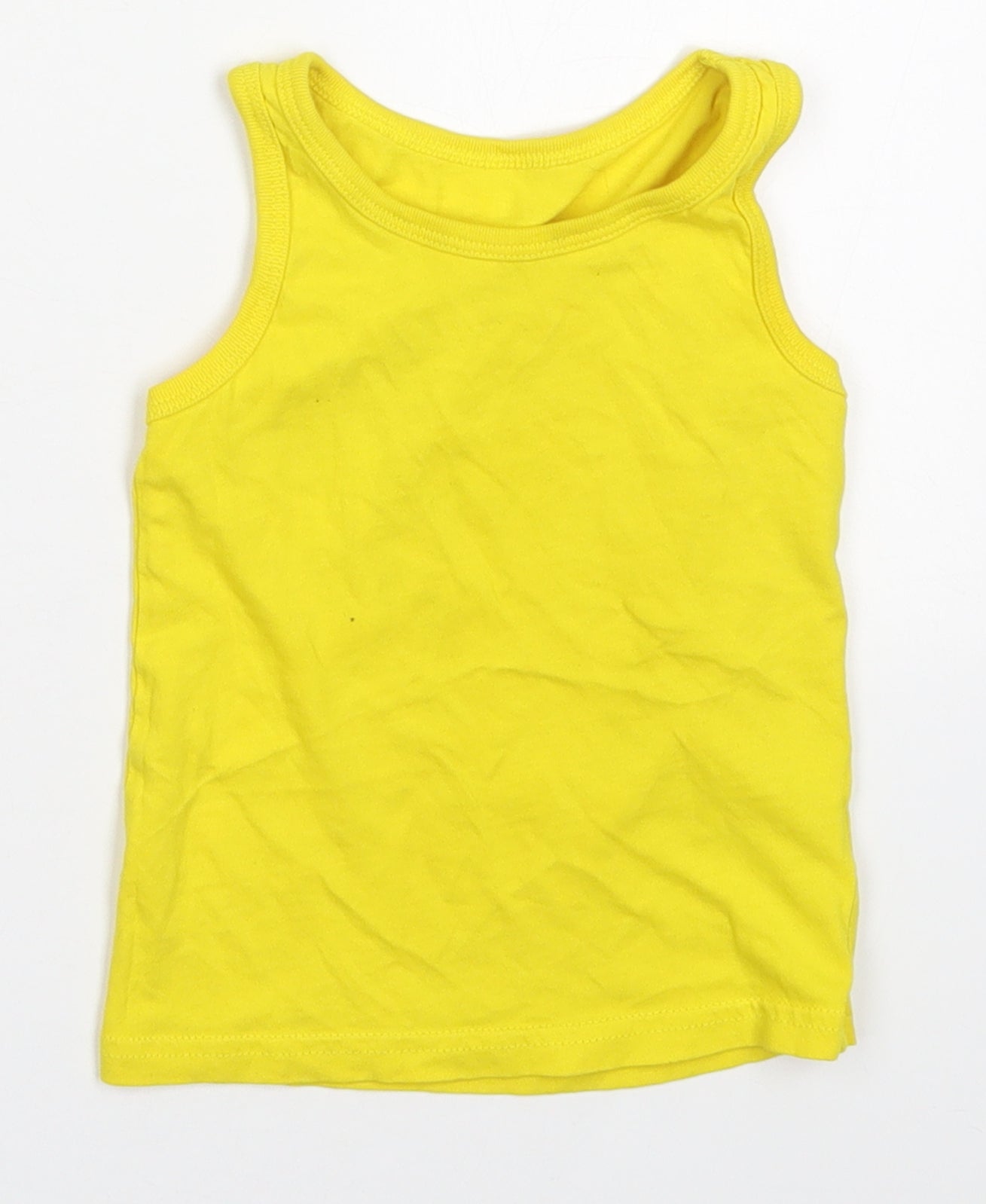 George Baby Yellow  Cotton Basic Tank Size 18-24 Months Round Neck Pullover