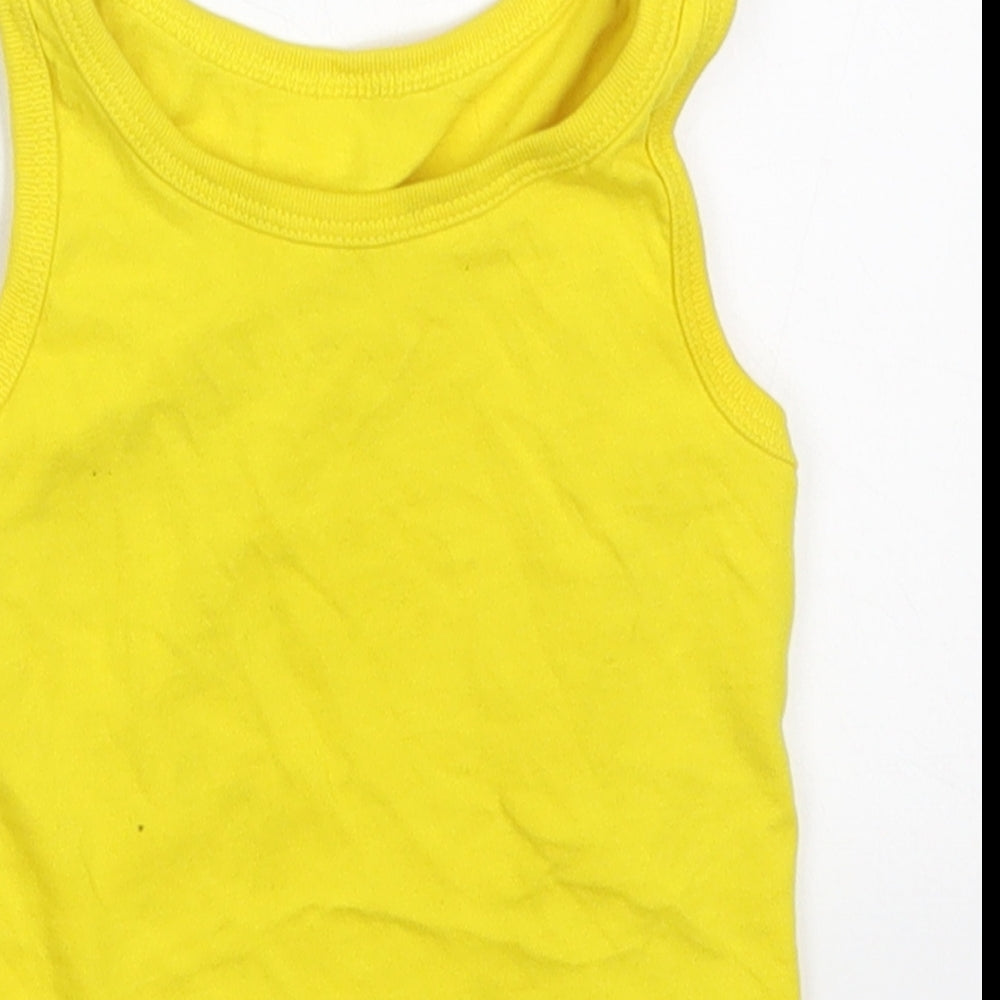 George Baby Yellow  Cotton Basic Tank Size 18-24 Months Round Neck Pullover
