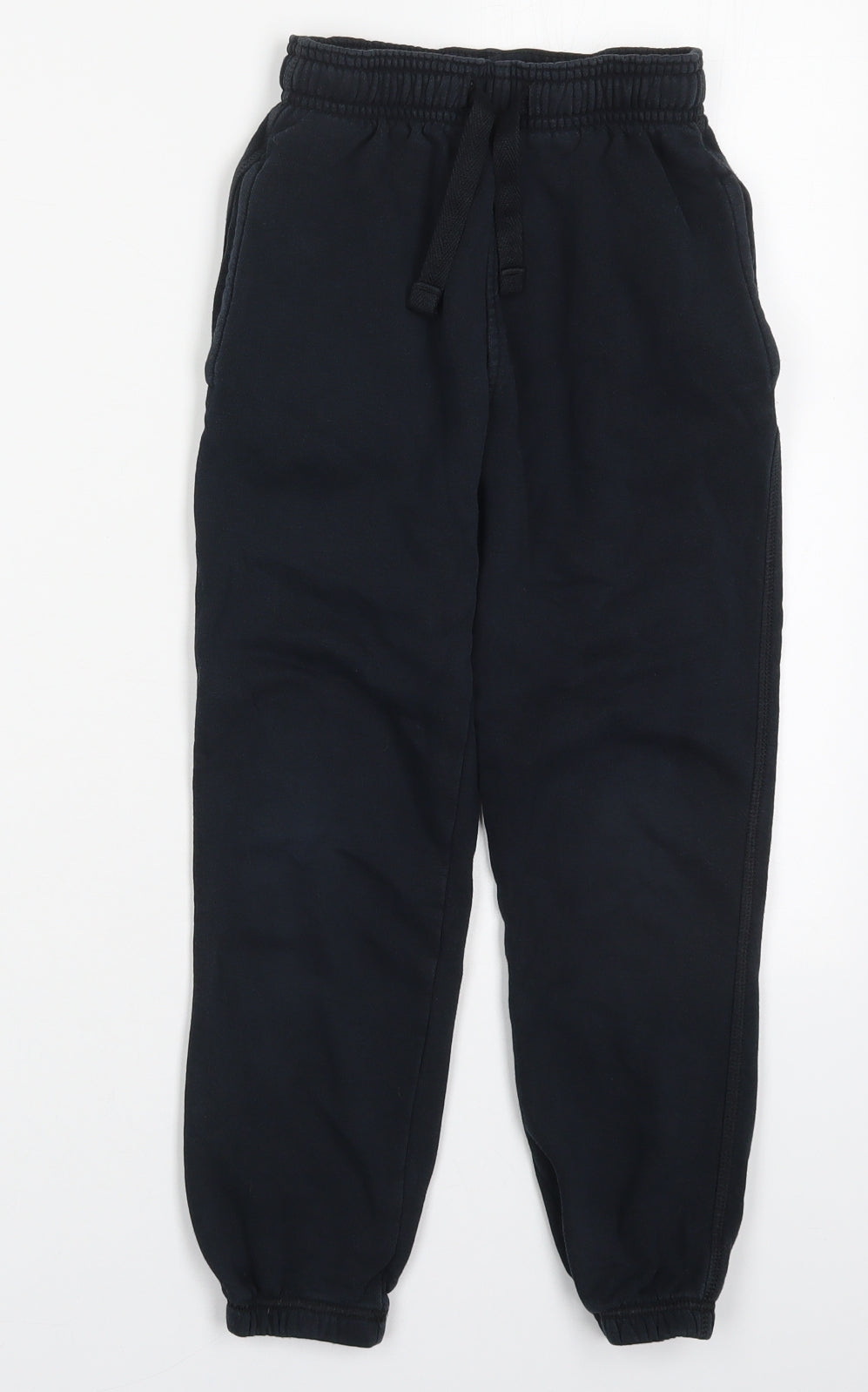 Marks and Spencer Boys Black  Cotton Sweatpants Trousers Size 7-8 Years  Regular Drawstring