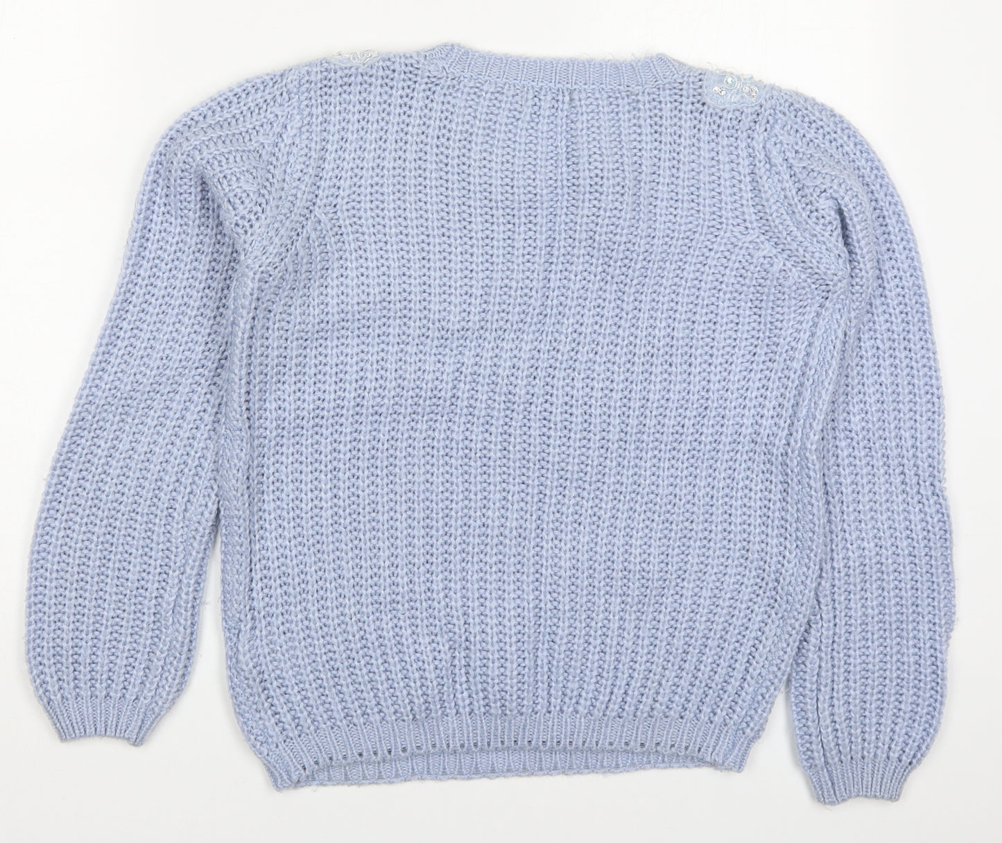 F&F Womens Blue Round Neck  Acrylic Pullover Jumper Size 10