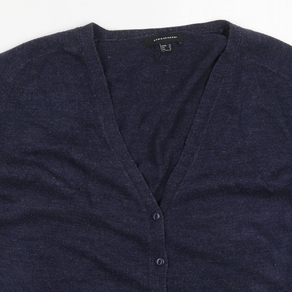 Atmosphere Womens Blue V-Neck  Acrylic Cardigan Jumper Size 20