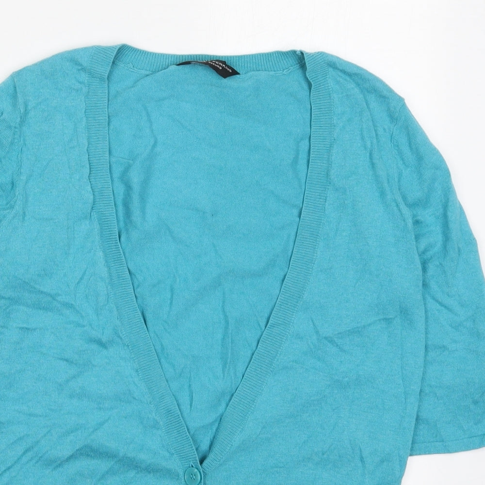 Dorothy Perkins Womens Blue V-Neck  Cotton Cardigan Jumper Size 10