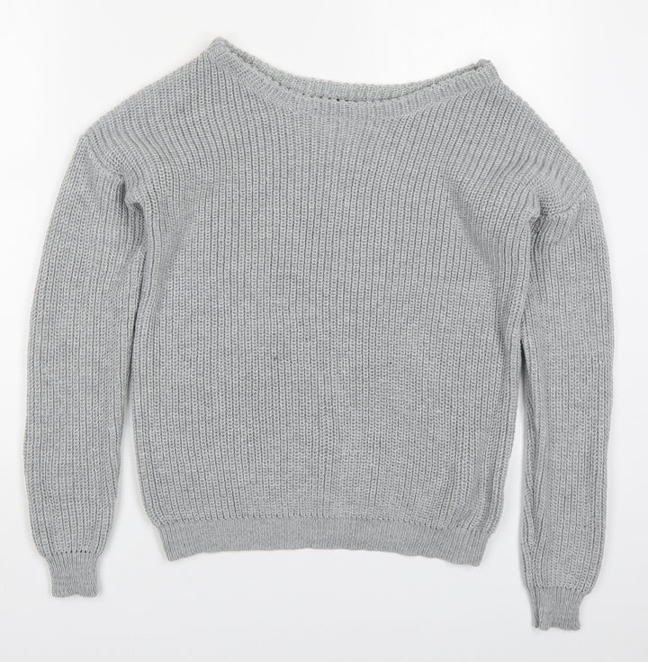 Missguided Womens Grey Round Neck Acrylic Pullover Jumper Size S