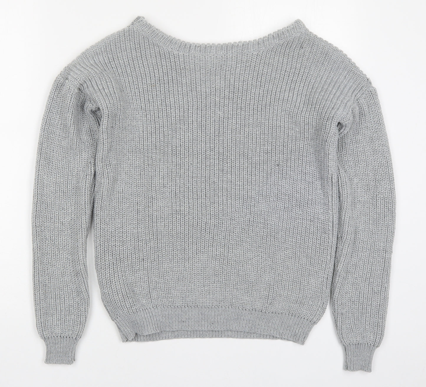 Missguided Womens Grey Round Neck  Acrylic Pullover Jumper Size S