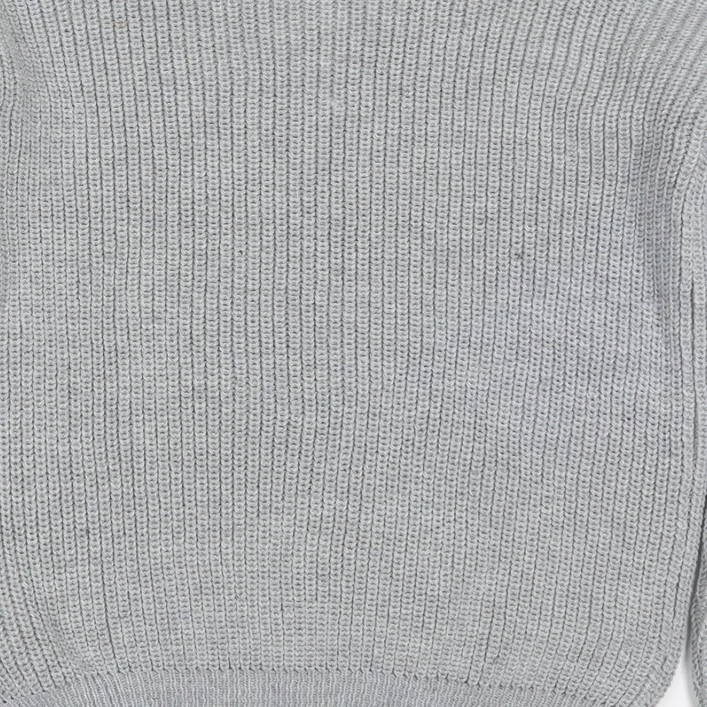 Missguided Womens Grey Round Neck  Acrylic Pullover Jumper Size S