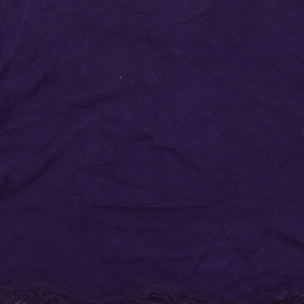 Jaclyn Smith Womens Purple V-Neck  Cotton Cardigan Jumper Size M