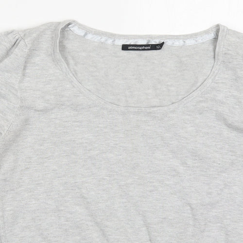 Atmosphere Womens Grey Round Neck  Viscose Pullover Jumper Size 12
