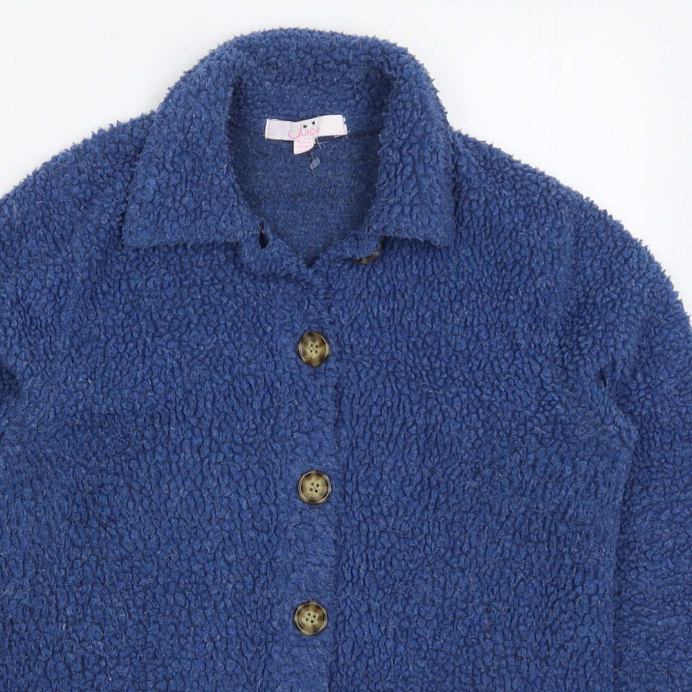 Julipa Womens Blue Collared  Polyester Cardigan Jumper Size 10
