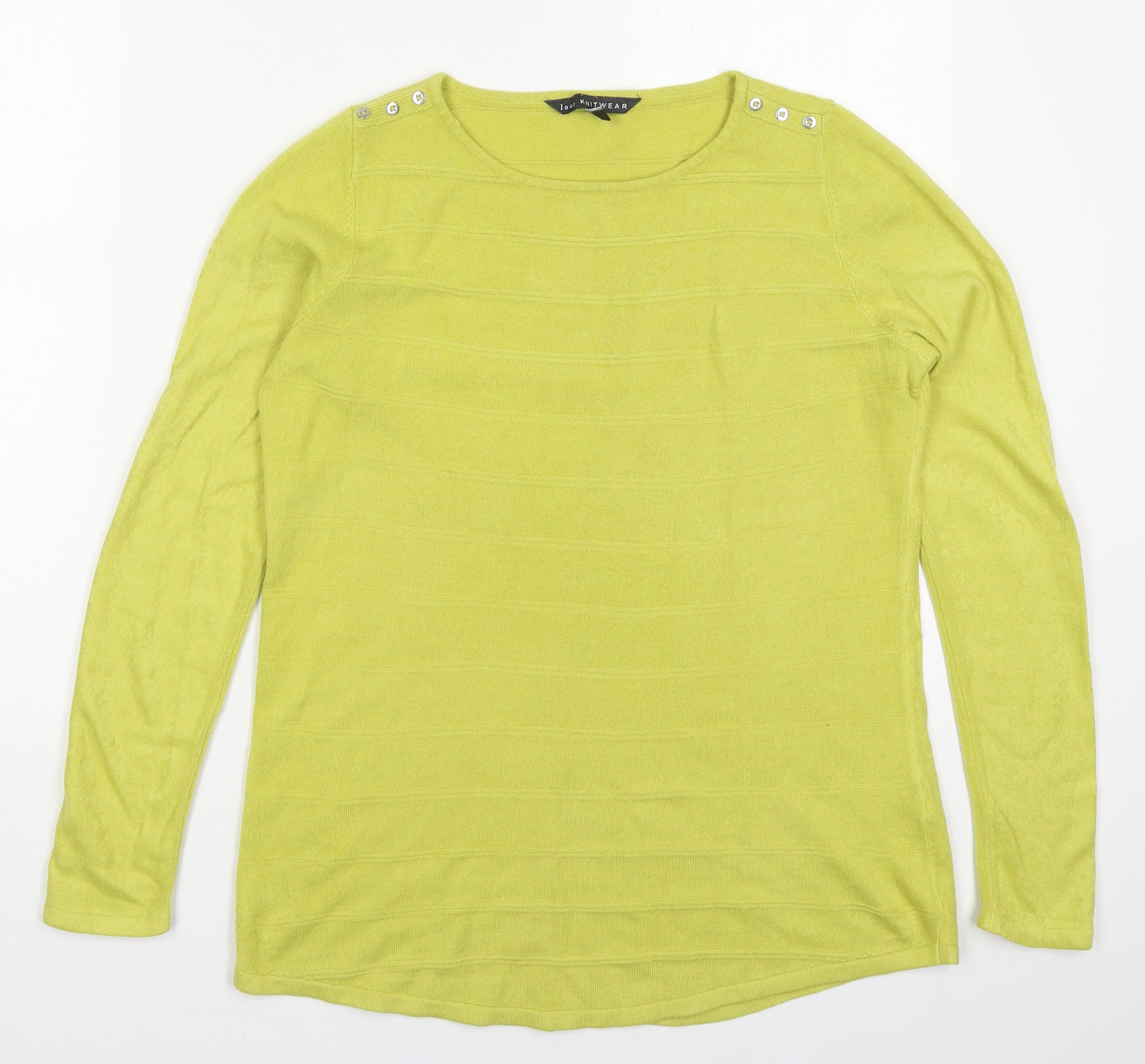 Bonmarché Womens Green Round Neck  Acrylic Pullover Jumper Size 10