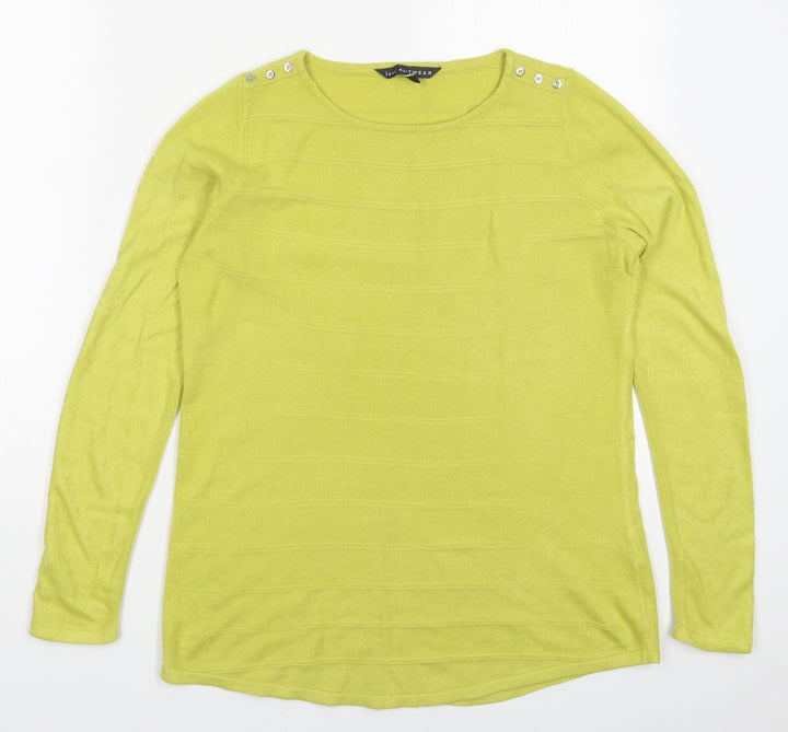 Bonmarché Womens Green Round Neck  Acrylic Pullover Jumper Size 10