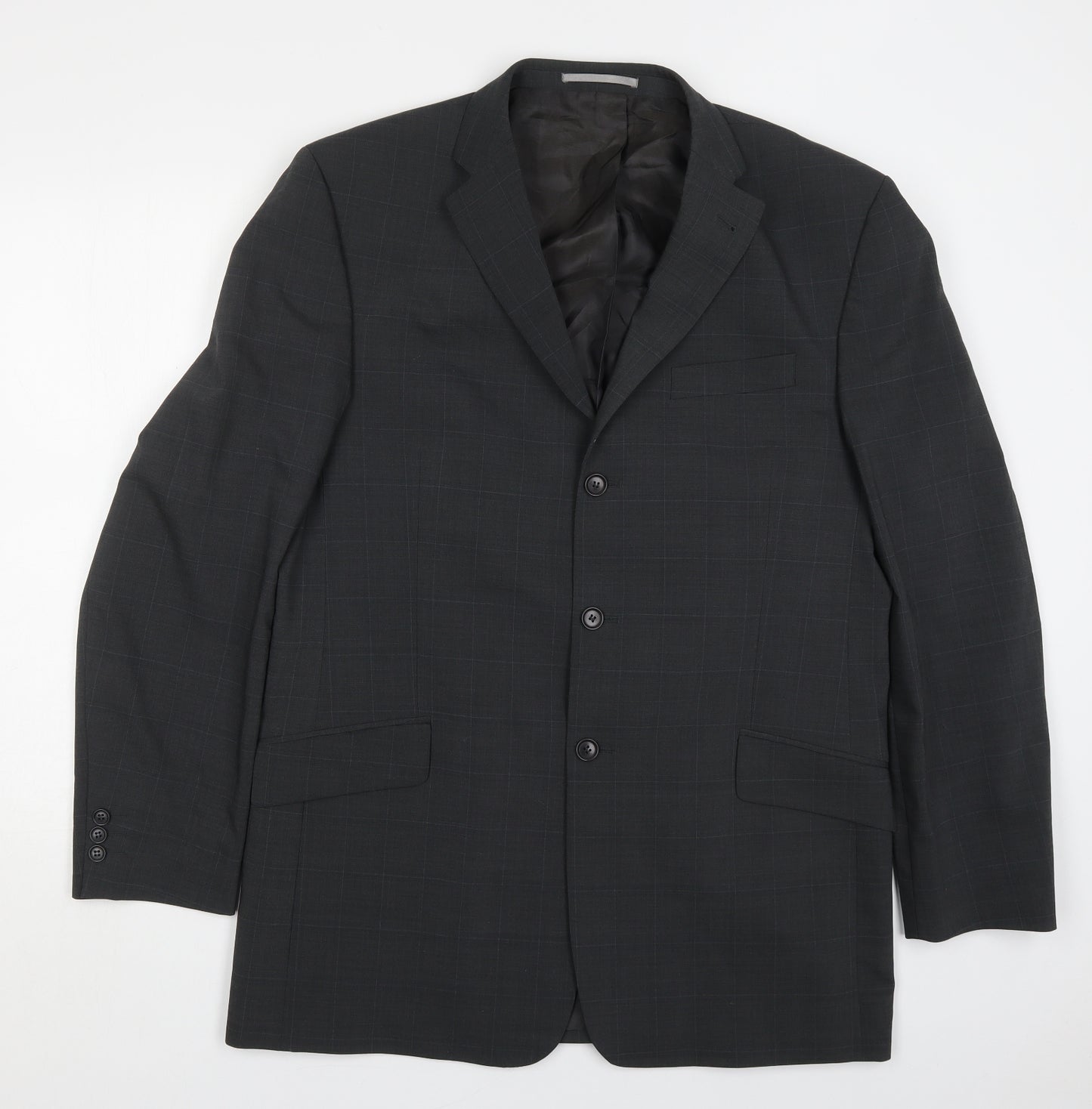 NEXT Mens Grey Check Polyester Jacket Suit Jacket Size 42