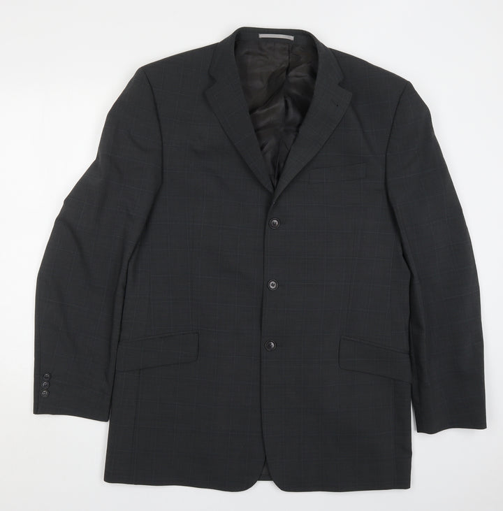 NEXT Mens Grey Check Polyester Jacket Suit Jacket Size 42