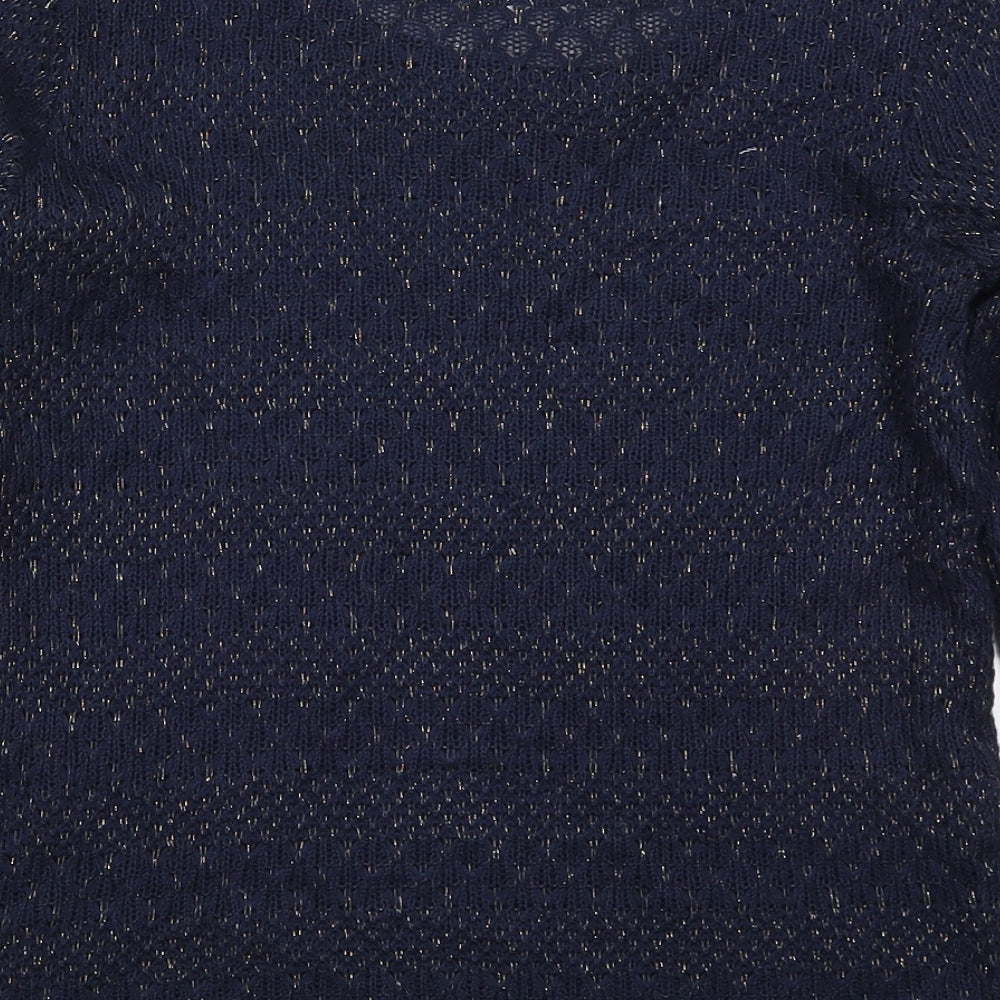 Oasis Womens Blue Round Neck  Acrylic Pullover Jumper Size S