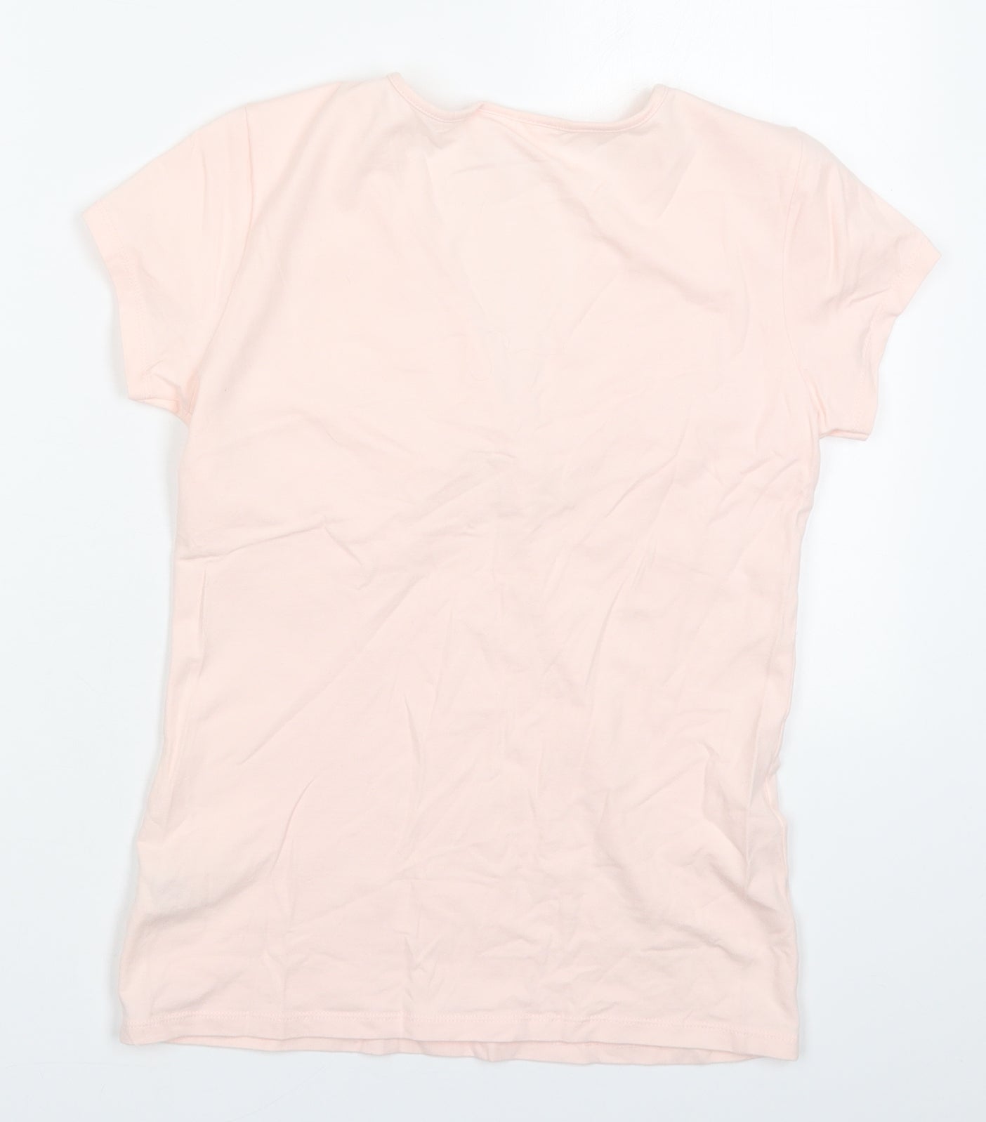 Wallis Womens Pink  Cotton Basic T-Shirt Size 10 V-Neck