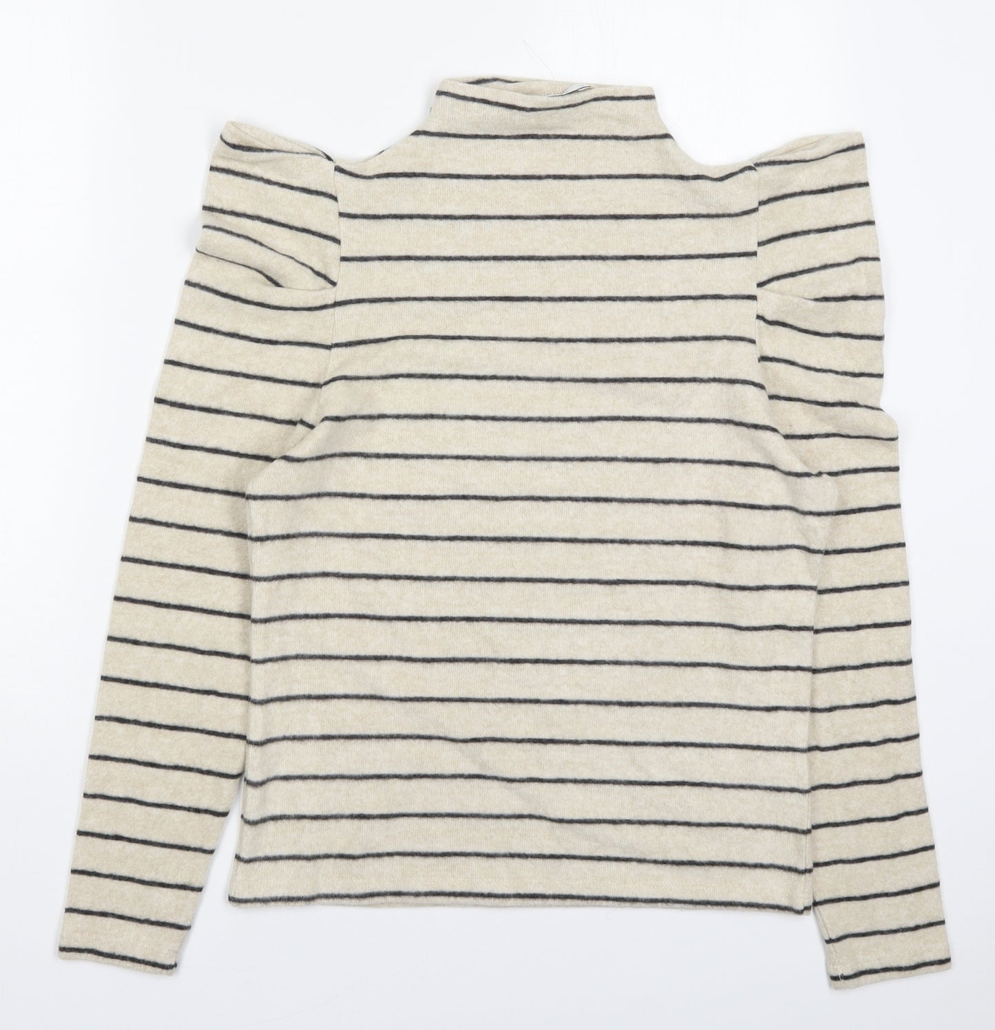 Papaya Womens Beige Round Neck Striped Viscose Pullover Jumper Size 14
