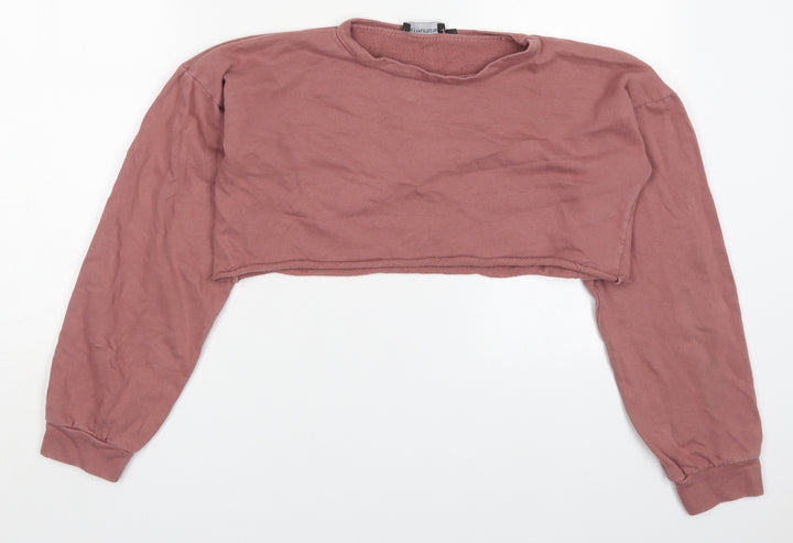 PRETTYLITTLETHING Womens Pink  Cotton Pullover Sweatshirt Size 6  Pullover