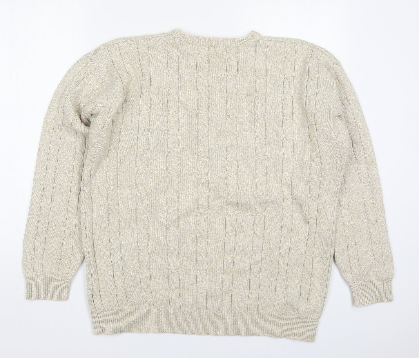 BHS Mens Beige Round Neck  Cotton Pullover Jumper Size L