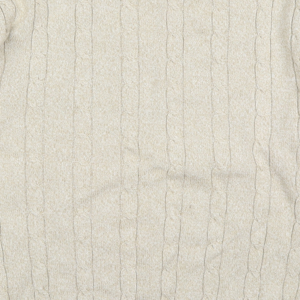 BHS Mens Beige Round Neck  Cotton Pullover Jumper Size L