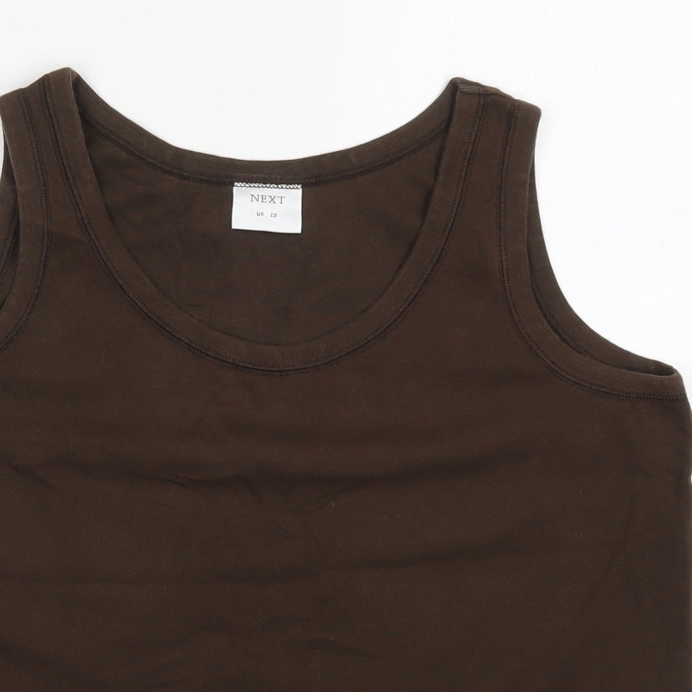 NEXT Womens Brown  Cotton Basic Tank Size 20 Round Neck
