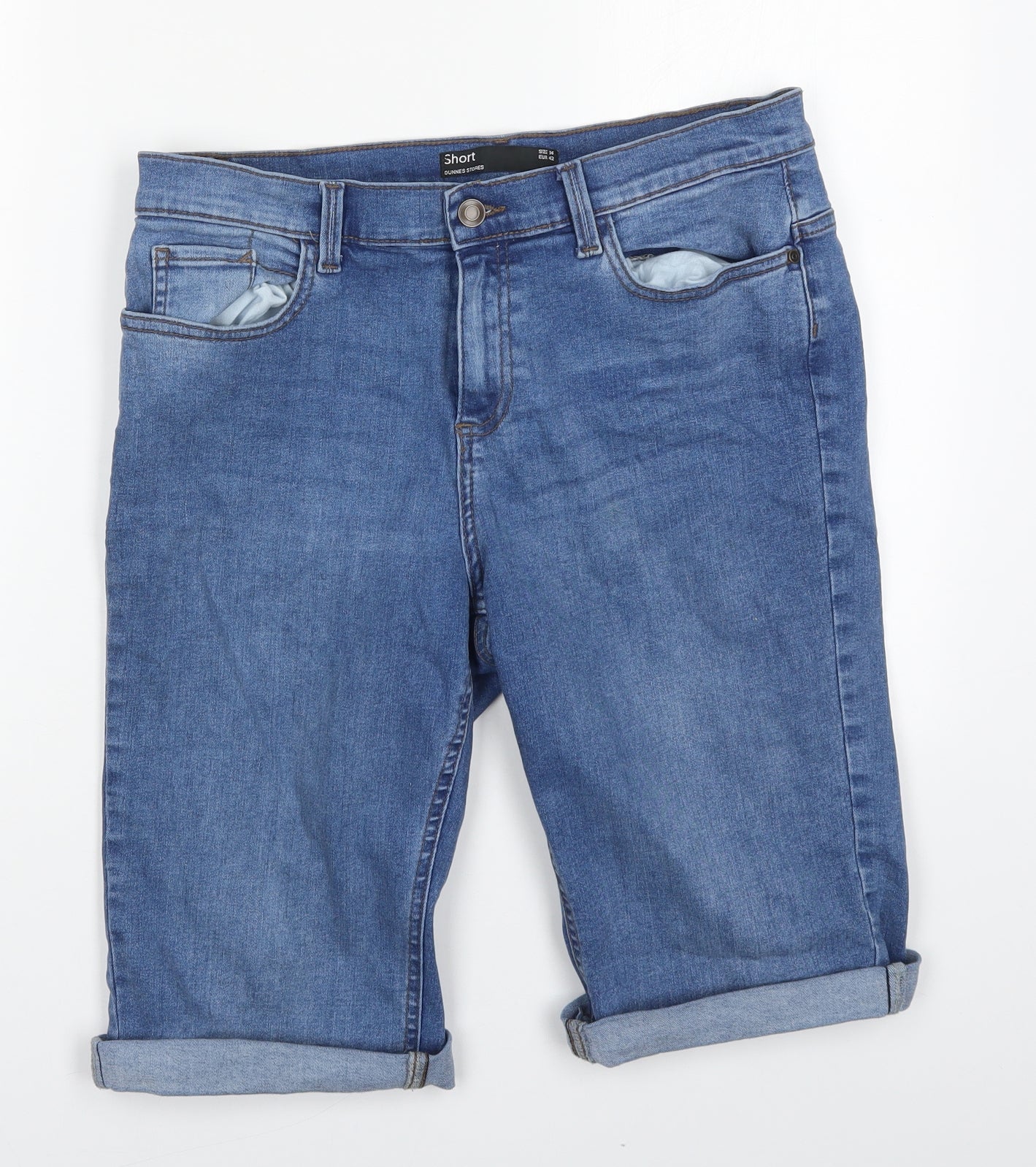 Dunnes Womens Blue  Cotton Bermuda Shorts Size 14 L11 in Regular Button