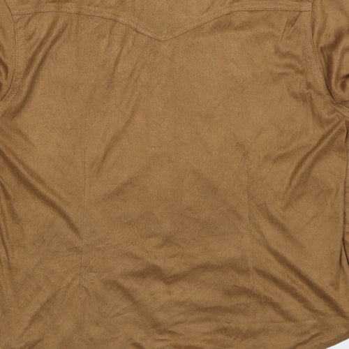 Roomates Womens Brown  Polyester Basic Button-Up Size L Collared