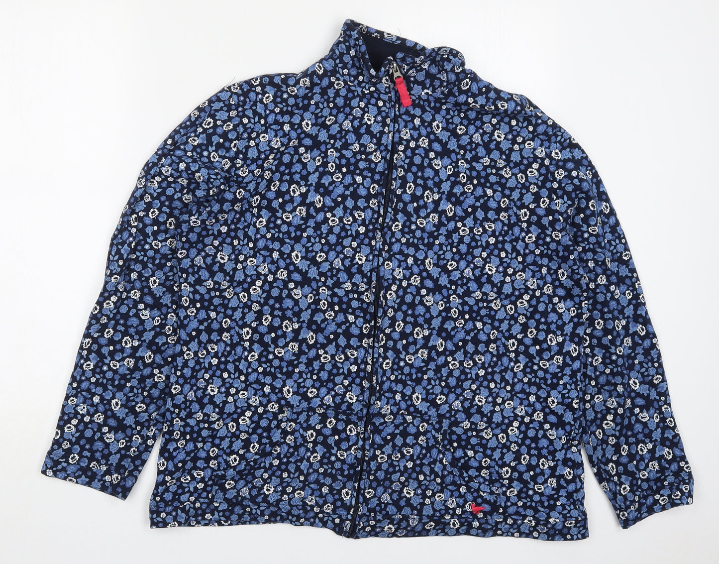 Country Rose Womens Blue Floral Cotton Full Zip Sweatshirt Size L  Zip