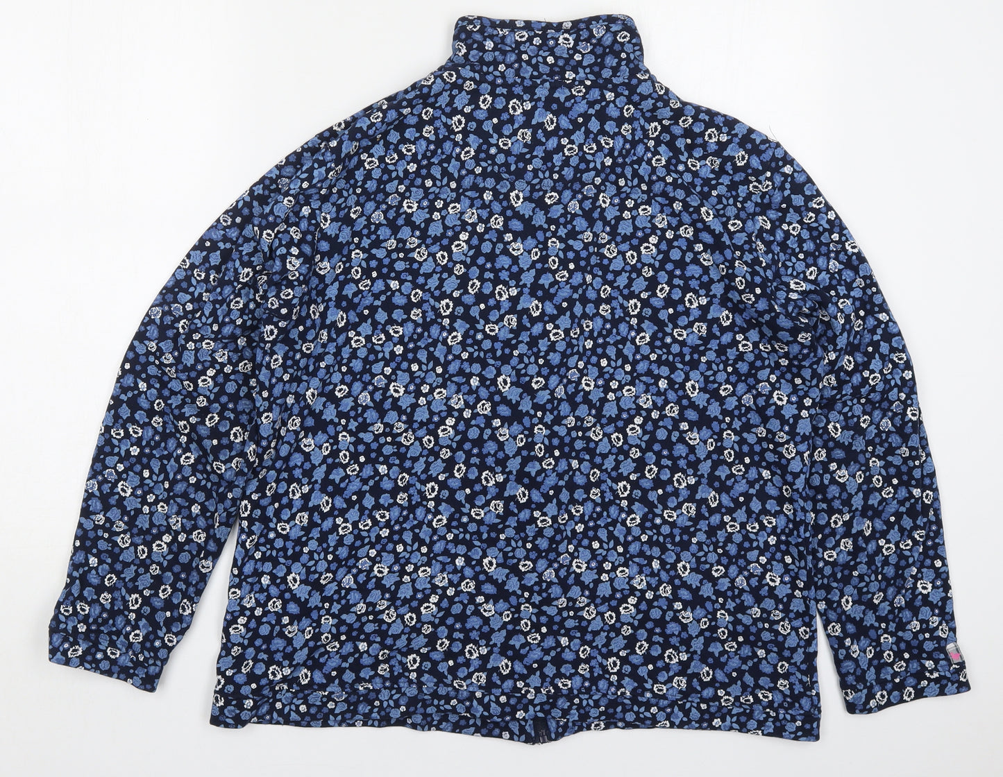 Country Rose Womens Blue Floral Cotton Full Zip Sweatshirt Size L  Zip