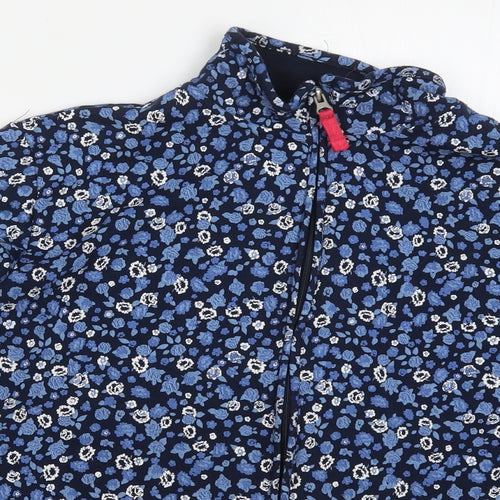 Country Rose Womens Blue Floral Cotton Full Zip Sweatshirt Size L  Zip