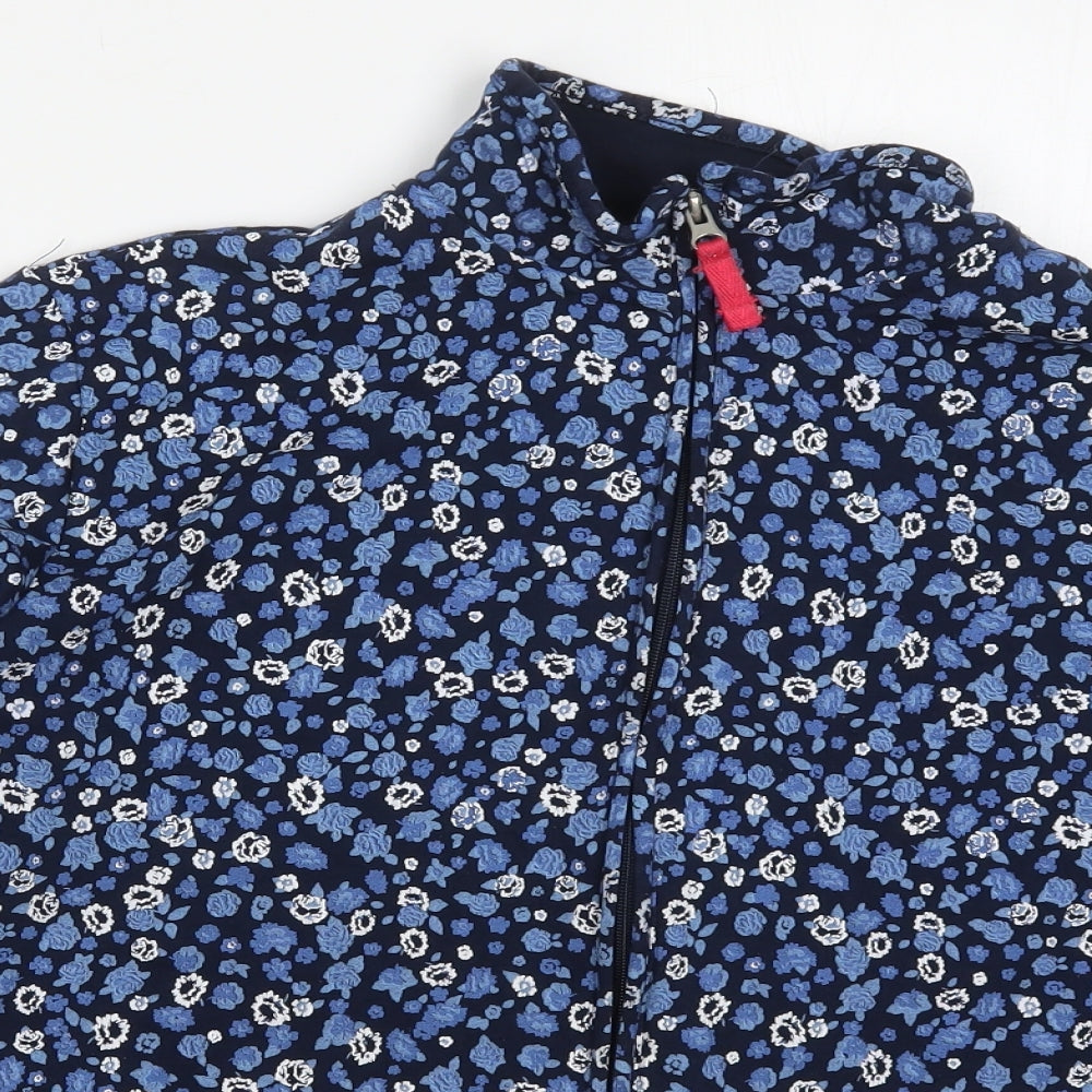 Country Rose Womens Blue Floral Cotton Full Zip Sweatshirt Size L  Zip