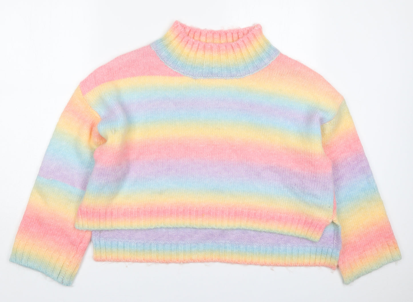George Womens Multicoloured Round Neck Striped Acrylic Pullover Jumper Size XL