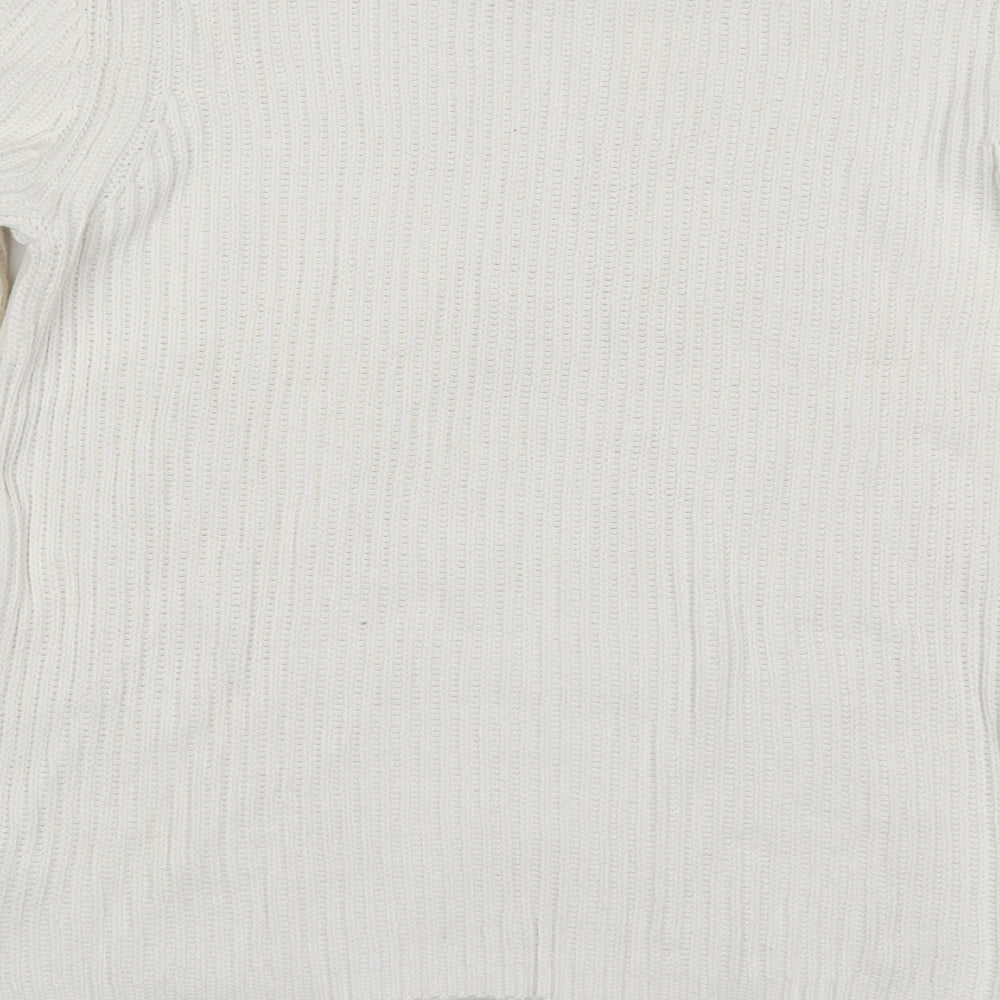 NEXT Womens White Round Neck  Cotton Pullover Jumper Size 14