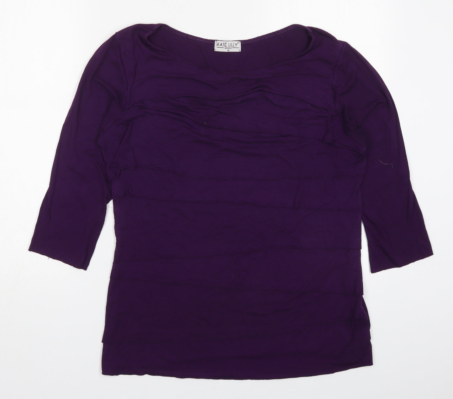 Kate Lilly Womens Purple  Viscose Basic  Size 16 Round Neck
