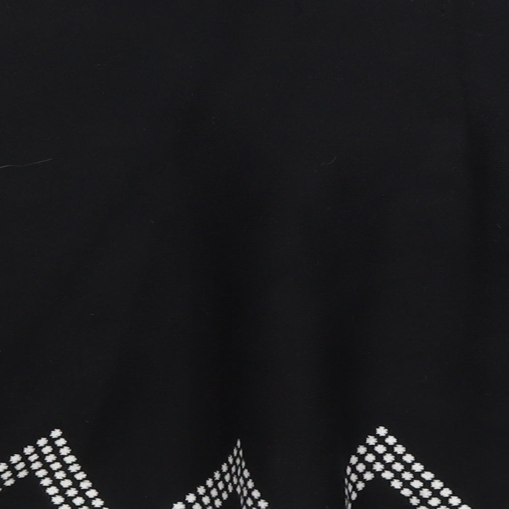 Primark Womens Black  Polyester Skater Skirt Size 10    - Zig Zag