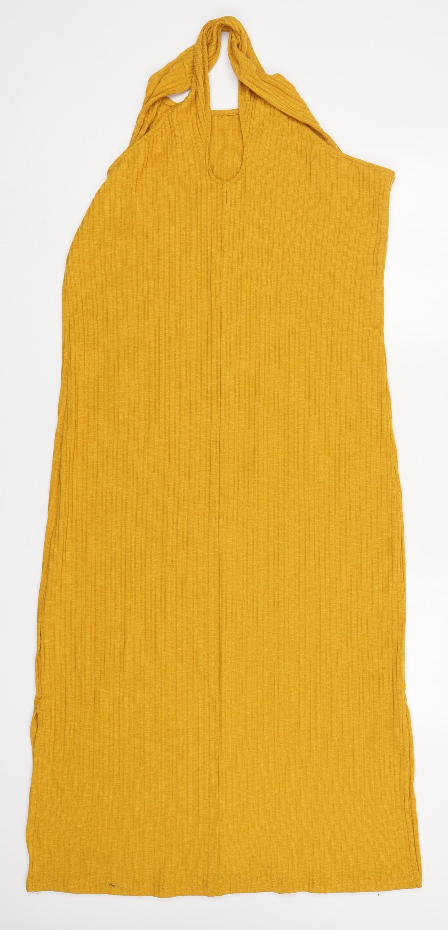 F&F Womens Yellow  Polyester Pencil Dress  Size 18  Halter Pullover