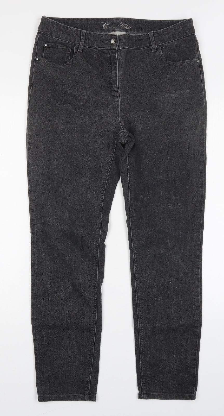 C&A Womens Grey  Cotton Skinny Jeans Size 12 L28.5 in Regular Button