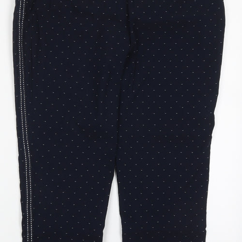 Monsoon Womens Blue Geometric Viscose Trousers  Size 12 L27 in Regular Hook & Eye