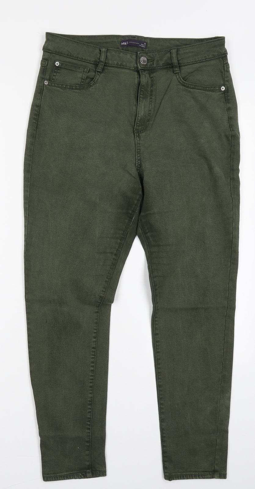 Marks and Spencer Womens Green  Lyocell Skinny Jeans Size 16 L27 in Regular Button