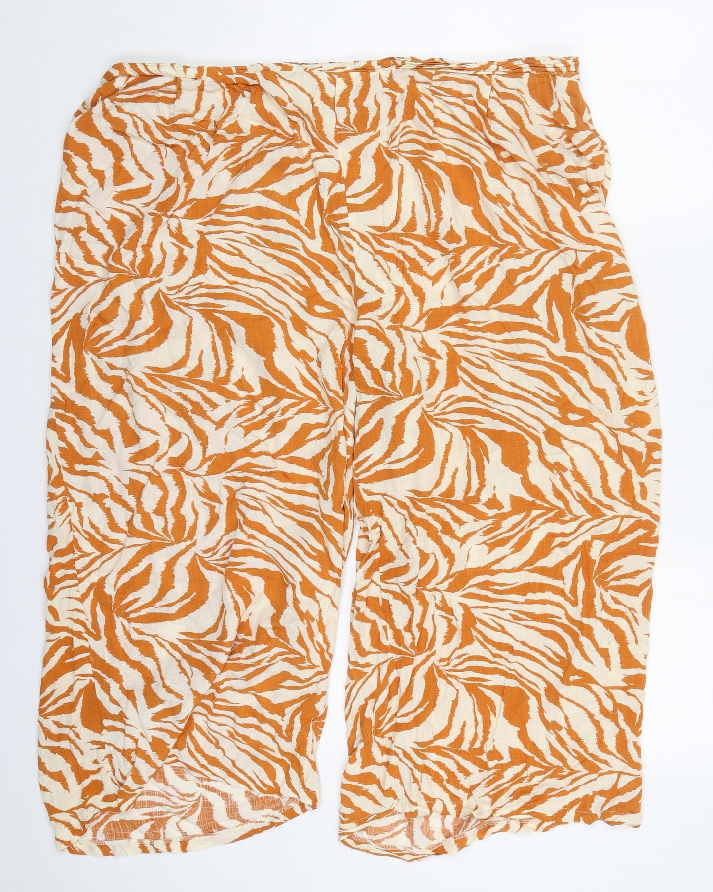 George Womens Orange Animal Print Viscose Cropped Trousers Size 20 L22 in Regular