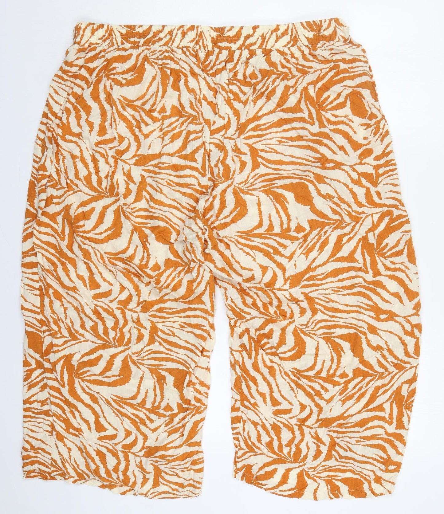 George Womens Orange Animal Print Viscose Cropped Trousers Size 20 L22 in Regular