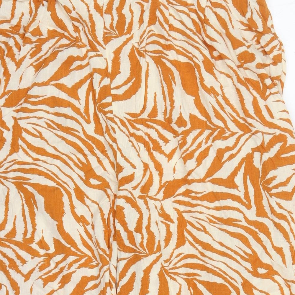 George Womens Orange Animal Print Viscose Cropped Trousers Size 20 L22 in Regular